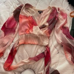 Tie front floral blouse